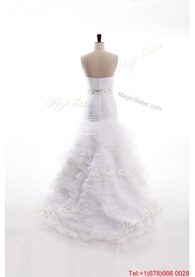 Great Affordable Mermaid Sweetheart Brush Train Beaded Wedding Dresses