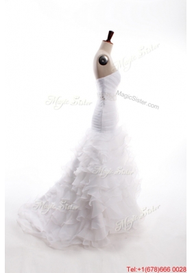 Great Affordable Mermaid Sweetheart Brush Train Beaded Wedding Dresses