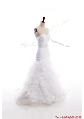 Great Affordable Mermaid Sweetheart Brush Train Beaded Wedding Dresses