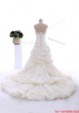 Great Classical Court Train Wedding Dress with Beading