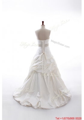 Great Custom Made A Line Strapless Wedding Dresses with Beading