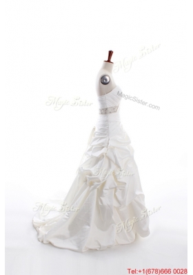 Great Custom Made A Line Strapless Wedding Dresses with Beading