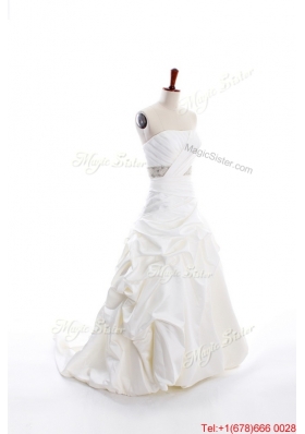 Great Custom Made A Line Strapless Wedding Dresses with Beading