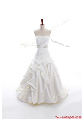 Great Custom Made A Line Strapless Wedding Dresses with Beading