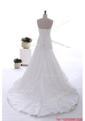 Great Exquisite Beading White Wedding Dress with Court Train for 2016