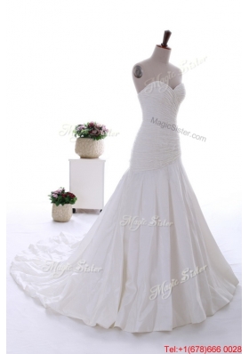 Great Exquisite Beading White Wedding Dress with Court Train for 2016