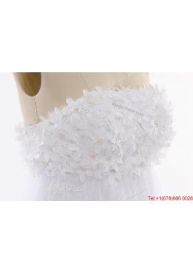 Great Perfect Beading and Hand Made Flowers Short Wedding Dresses with Court Train