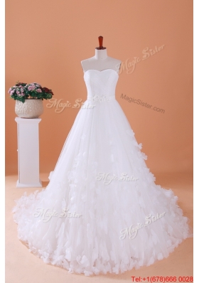 Perfect Custom Made A Line Sweetheart Wedding Dresses with Appliques
