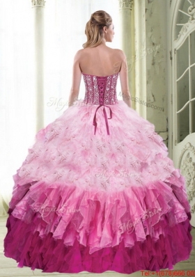 Popular Ball Gown Sweetheart Beading and Ruffled Layers Multi Color Quinceanera Dress for 2015