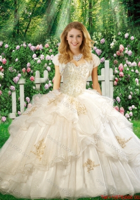 Pretty Ball Gown Quinceanera Dresses with Appliques and Ruffles in White