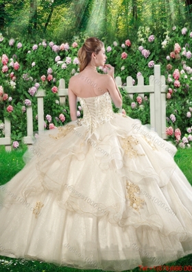 Pretty Ball Gown Quinceanera Dresses with Appliques and Ruffles in White