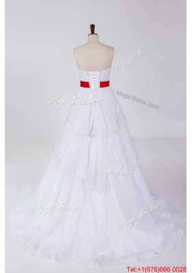 Pretty Classical Beading and Bowknot Wedding Dresses with Brush Train