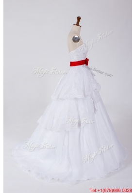 Pretty Classical Beading and Bowknot Wedding Dresses with Brush Train