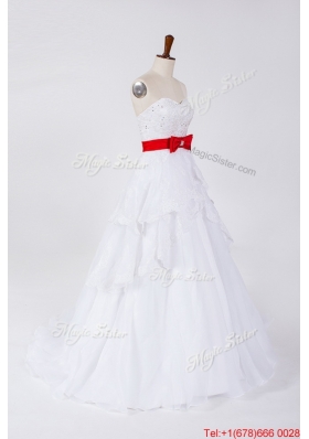 Pretty Classical Beading and Bowknot Wedding Dresses with Brush Train