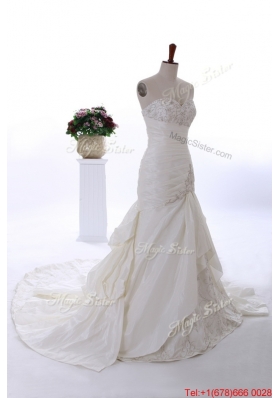 Pretty Custom Made Embroidery Wedding Dresses with Court Train