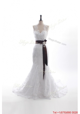 Pretty Custom Made Mermaid Halter Top Wedding Dresses with Beading