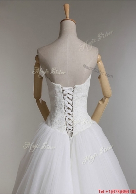 Pretty Elegant A Line Strapless Wedding Dresses with Appliques