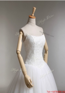 Pretty Elegant A Line Strapless Wedding Dresses with Appliques