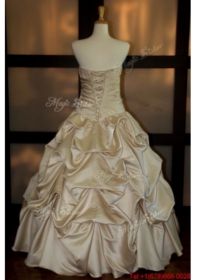 Pretty New Style Ball Gown Strapless Wedding Dresses with Beading and Pick Ups