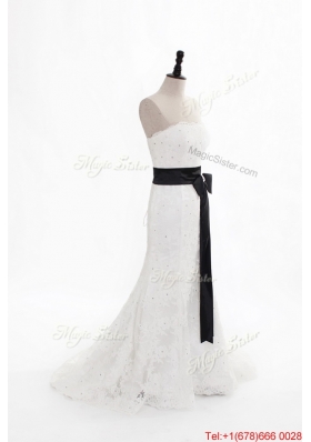 Pretty Perfect Column Strapless Wedding Dresses with Beading and Belt