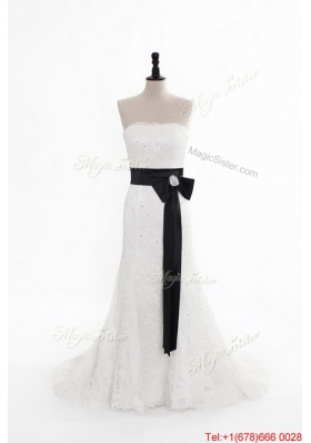 Pretty Perfect Column Strapless Wedding Dresses with Beading and Belt