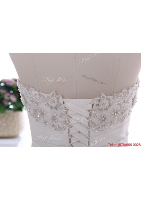 Pretty Romantic Embroidery and Beading Wedding Dresses with Court Train