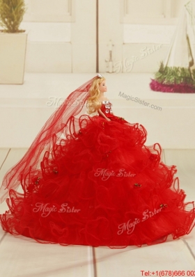 Classical 2015 Appliques and Ruffles Dama Dress in Watermelo