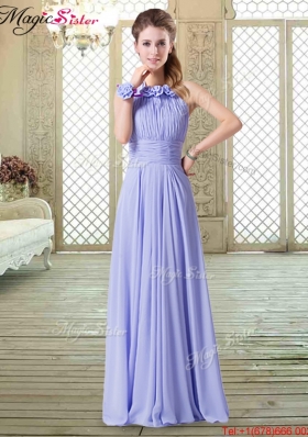 Pretty Empire Floor Length Bridesmaid Dresses in Lavender