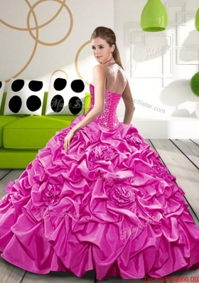 2015 Designer Fuchsia Dress for Quince with Beading and Pick Ups