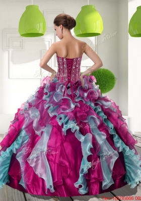 2015 Fashionable Sweetheart Quinceanera Dresses with Beading and Ruffles