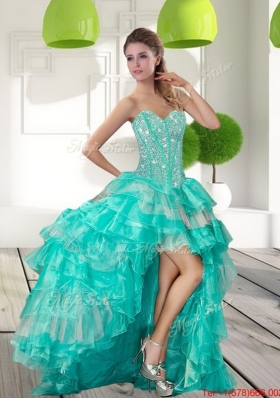 2015 Multi Colored Beading and Ruffled Layers Quinceanera Gowns in Multi Color