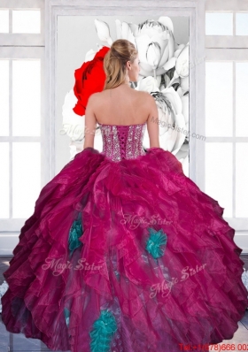 Designer Sweetheart Beading Multi Color 2015 Quinceanera Dress with Ruffles