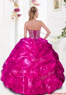 Fashionable Beading and Pick Ups 2015 Quinceanera Dresses in Hot Pink