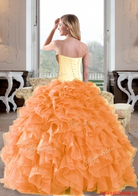 Fashionable Beading and Ruffles Sweetheart Sweet Fifteen Dresses for 2015