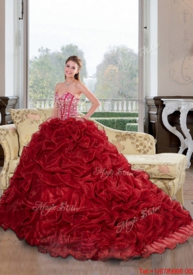Fashionable Sweetheart Beading and Pick Ups 2015 Quinceanera Dresses in Wine Red