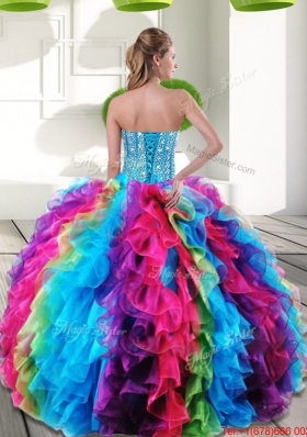 Sweetheart Multi Color Vestidos de Quinceanera with Beading and Ruffles