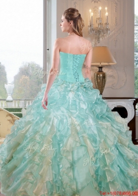 2015 Designer Sweetheart Dress for Quince with Beading and Ruffles