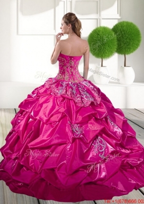 2015 Fashionable Appliques and Pick Ups Quinceanera Dress in Hot Pink