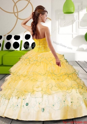 2015 Hot Pink Ball Gown Sweet 15 Dresses with Appliques