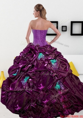 2015 MultiColored Sweetheart Quinceanera Dresses with Pick Ups and Appliques