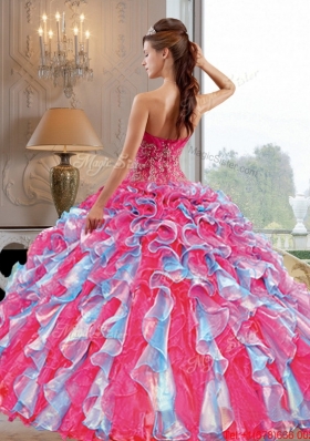 2015 New Style Ball Gown Quinceanera Dress with Appliques and Ruffles