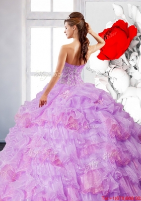 Artistic Strapless Appliques and Ruffles 2015 Sweet Fifteen Dress in Lilac