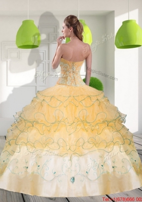 Designer Sweetheart 2015 Quinceanera Dresses with Appliques and Ruffled Layers