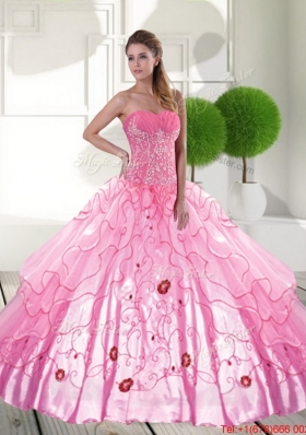 Designer Sweetheart 2015 Quinceanera Dresses with Appliques and Ruffled Layers