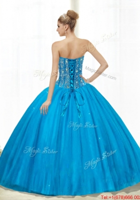 Elegant Sweetheart Ball Gown Beading Quinceanera Dresses in Teal