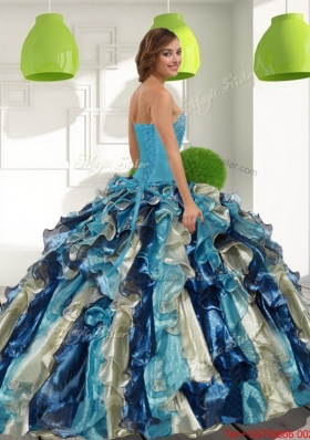 Fashionable Multi Color Quinceanera Dresses with Beading and Ruffles for 2015