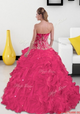 Inexpensive Sweetheart Sweet Fifteen Dresses with Appliques and Ruffles