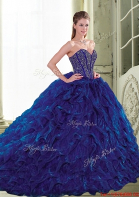 Most Popular Beading and Ruffles Sweetheart Ball Gown Quinceanera Dresses for 2015