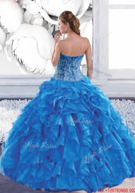 Most Popular Sweetheart Teal Sweet 16 Dresses with Appliques and Ruffles