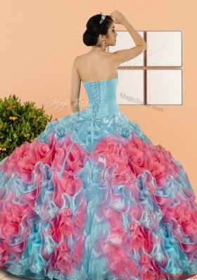 Multi Colored Multi Color 2015 Quinceanera Dresses with Beading and Ruffles